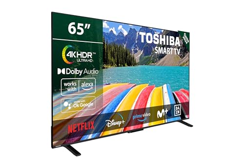 TOSHIBA 65UV2363DG Smart TV 4K UHD de 65", sin Marcos, con HDR10, Dolby Audio, Compatible con Asistente de Voz Alexa y Google, Bluetooth