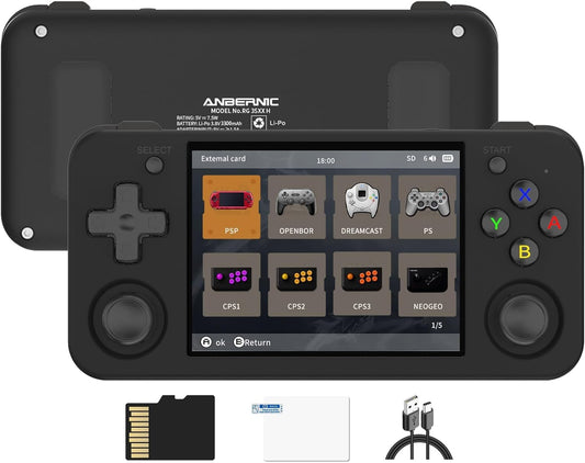 Anbernic RG35XX H Retro Handheld Game Console, Support HDMI TV Output 5G WiFi Bluetooth 4.2, 3.5 Inch IPS Screen Linux System Built-in 64G TF Card 5515 Games (RG35XX H-Black)