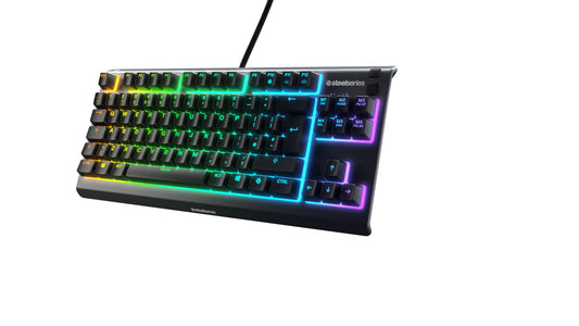 SteelSeries Apex 3 TKL RGB Gaming Keyboard - Factor forma compacto TKL de esports - Iluminación RGB de 8 zonas - Teclado QWERTY Inglés