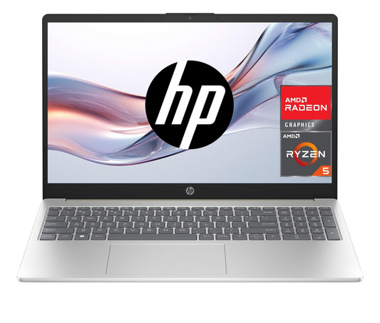 HP 15-fc0000ns - Ordenador portátil de 15.6" Full HD (AMD Ryzen 5 7520U, 8GB RAM, 512GB SSD, AMD Radeon 610M, Sin Sistema Operativo) Plata - Teclado QWERTY Español