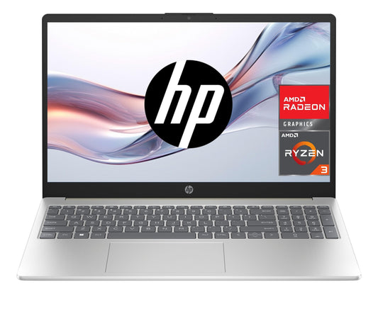 HP 15-fc0070ns - Ordenador portátil de 15.6" Full HD (AMD Ryzen 3 7320U, 8GB RAM, 256GB SSD, AMD Radeon Graphics, Sin Sistema Operativo) Plata - Teclado QWERTY Español